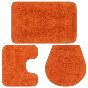 Conjunto tapetes de casa de banho 3 pcs tecido laranja