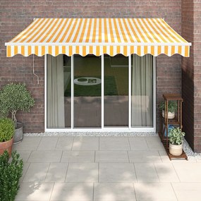 Toldo retrátil automático 3x2,5 m amarelo e branco