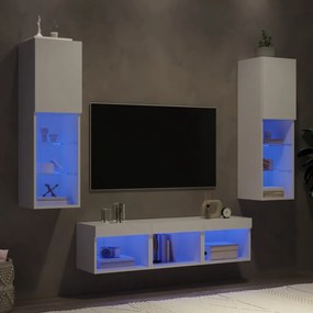 Móvel de TV Isabella - De Parede, Com Luzes Led - Cor Branco - Derivad