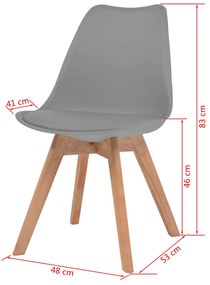 Cadeiras de jantar 6 pcs plástico cinzento