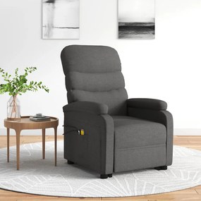 vidaXL Poltrona de massagens tecido cinzento-escuro