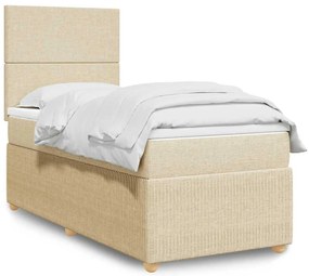 vidaXL Cama com molas/colchão 90x200 cm tecido cor crème