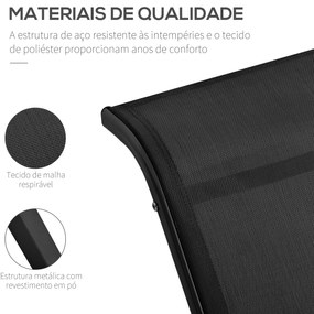 Outsunny 2 Espreguiçadeiras de Jardim 59x169x66 cm com Mesa 41x41x45 c