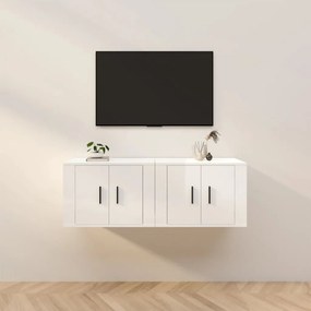 Móveis de TV de parede 2 pcs 57x34,5x40 cm branco brilhante