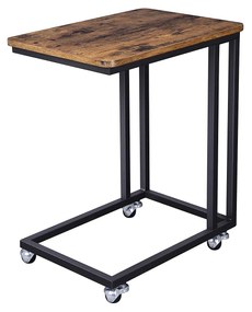 Mesa de apoio de design industrial com rodas 50 x 55 x 35cm Castanho Vintage-preto