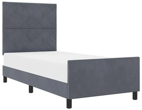 Cama Cinza Escuro 100x200 cm Veludo