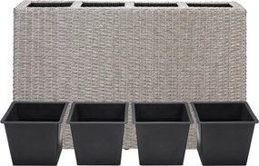 Vaso Floreira Jardim para flores Polyrattan 95x27x60cm Creme