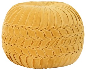 vidaXL Pufe em veludo de algodão design smock 40x30 cm amarelo
