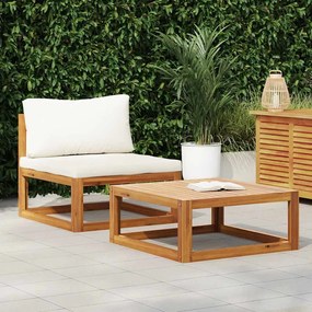 vidaXL 2 pcs conjunto de sofás de jardim com almofadão acácia maciça