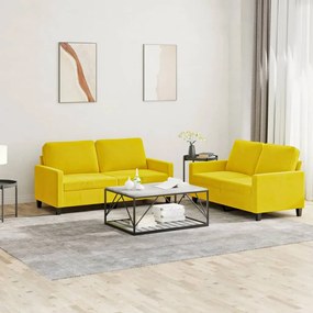 3201502 vidaXL 2 pcs conjunto de sofás com almofadões veludo amarelo