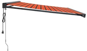 Toldo retrátil 4x3 m tecido e alumínio laranja e castanho