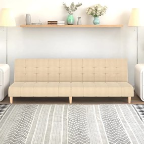 337346 vidaXL Sofá-cama de 2 lugares tecido cor creme