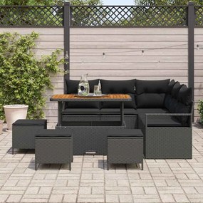 vidaXL Conjunto de Sofá de Jardim 9 pcs Preto 110 x 55 x 71 cm