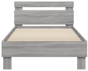 Estrutura de cama c/ cabeceira derivados madeira cinza sonoma