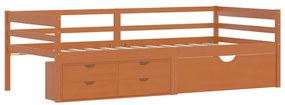 Cama com gavetas e móvel 90x200 cm pinho maciço castanho-mel