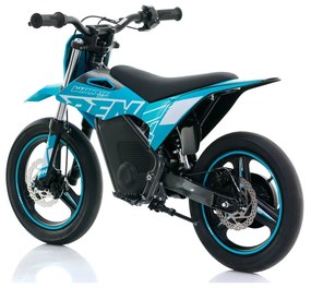 Mini moto elétrica para crianças velocidade até 30Km/h C/Limitador RFN SX-E350 WARRIOR 350W Supermotard 14/14” Azul Celeste