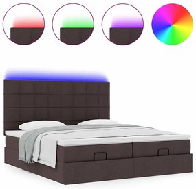 Estrutura de cama otomana com colchões tecido castanho escuro