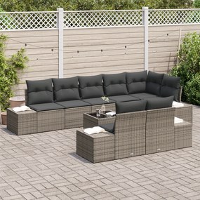 Conjunto de Sofá de Jardim com Almofadas Preto Rattan Polimérico