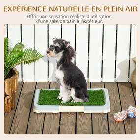 Caixa de areia para cães com tapete de relva artificial, tabuleiro e painel de rede, 46,5 x 34 cm