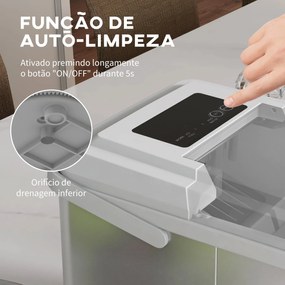 HOMCOM Máquina de Fazer Gelo Silenciosa Márquina de Fazer Gelo com Pro