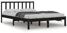 Estrutura de cama casal 4FT6 135x190 cm pinho maciço preto