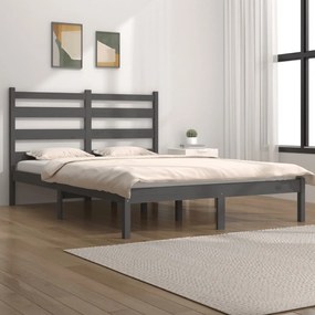 Estrutura cama casal pequena 4FT 120x190 cm pinho maciço cinza