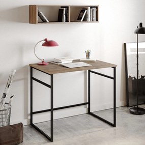 Secretária Gama – Nogueira/Preto – 90x75x60 cm