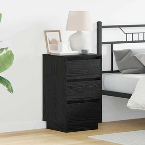 vidaXL Criado-mudo com LED Carvalho Preto 39x34,5x65 cm Madeira Engenharia