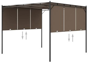 vidaXL Gazebo jardim c/ cortina lateral 3x3x2,25m cinzento-acastanhado