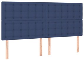 Estrutura de cama com cabeceira 200x200 cm tecido azul