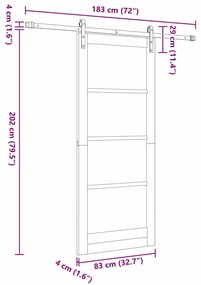 Porta Deslizante vidaXL com Conjunto de Hardware 83x202 cm Madeira Sól