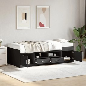 vidaXL Sofá-cama com gavetas sem colchão 90x190 cm preto