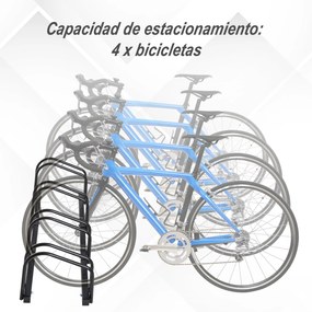 HOMCOM Estacionamento para 4 Bicicletas Suporte de Aço para Estacionar Bicicletas no chão para Interior e Exterior 100x33x27cm Preto