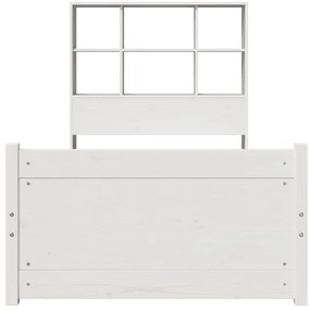Cama com estante sem colchão 90x190 cm pinho maciço branco