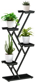 Suporte para Plantas de 4 Níveis Prateleiras de Madeira para Vasos de Plantas para Interior e Exterior 53x24x119,5cm Preto