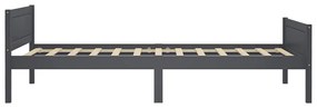 Estrutura de cama 100x200 cm madeira pinho maciço cinzento