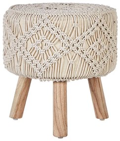 Tamborete em algodão estilo macramé creme MANZAI Beliani