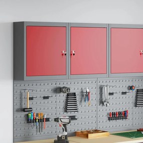 Armário de Ferramentas VidaXL Montado na Parede Vermelho 50x20x55 cm Aço