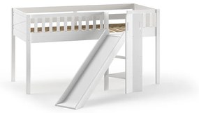 Conjunto cama Infantil SCOTT + escorrega + cortina de brincar BIRDY + Túnel + 3 bolsos de arrumação Branca