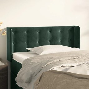 Cabeceira de cama c/ abas veludo 103x16x78/88cm verde-escuro