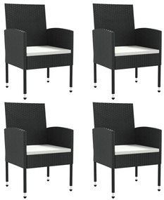 5 pcs conjunto de jantar para jardim vime PE e aço preto