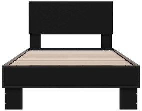 Estrutura de cama 75x190 cm derivados de madeira e metal preto