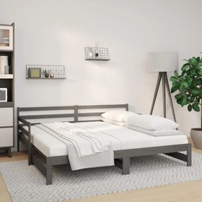 vidaXL Sofá-cama de puxar 2x(80x200) cm pinho maciço cinza