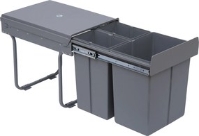HOMCOM Baldes do Lixo para Cozinha com 3 Recipientes de Reciclagem Removíveis 1x20L e 2x10L Metal e Plástico 48x34,2x41,8cm Cinza | Aosom Portugal
