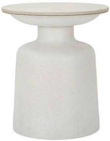 Mesa de Centro White Fush - Base de Ferro e Topo Cerâmico Branco - Ø 4