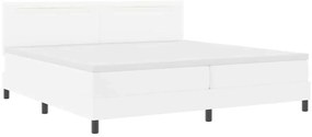 Cama Box com Colchão Branca 200x200 cm em Couro Sintético