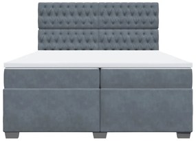 Cama com molas/colchão 200x200 cm veludo cinzento-escuro