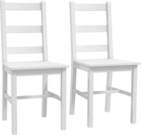 Conjunto de 2 cadeiras de jantar em pinho maciço, com encosto em ripas, estilo rústico, branca (MESA NÃO INCLUÍDA)