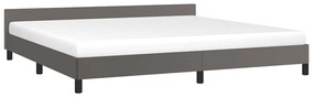 Estrutura cama c/ cabeceira sem colchão 200x200 cm cinzento