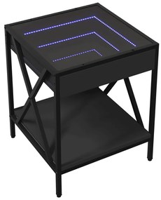 Mesa de centro com luzes LED Infinity 40x40x49 cm preto